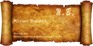 Miron Babett névjegykártya